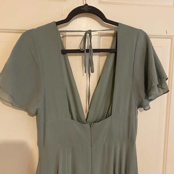 Lulu's Promise Of Love Sage Brush Flutter Sleeve Maxi Dress - Picture 5 of 7